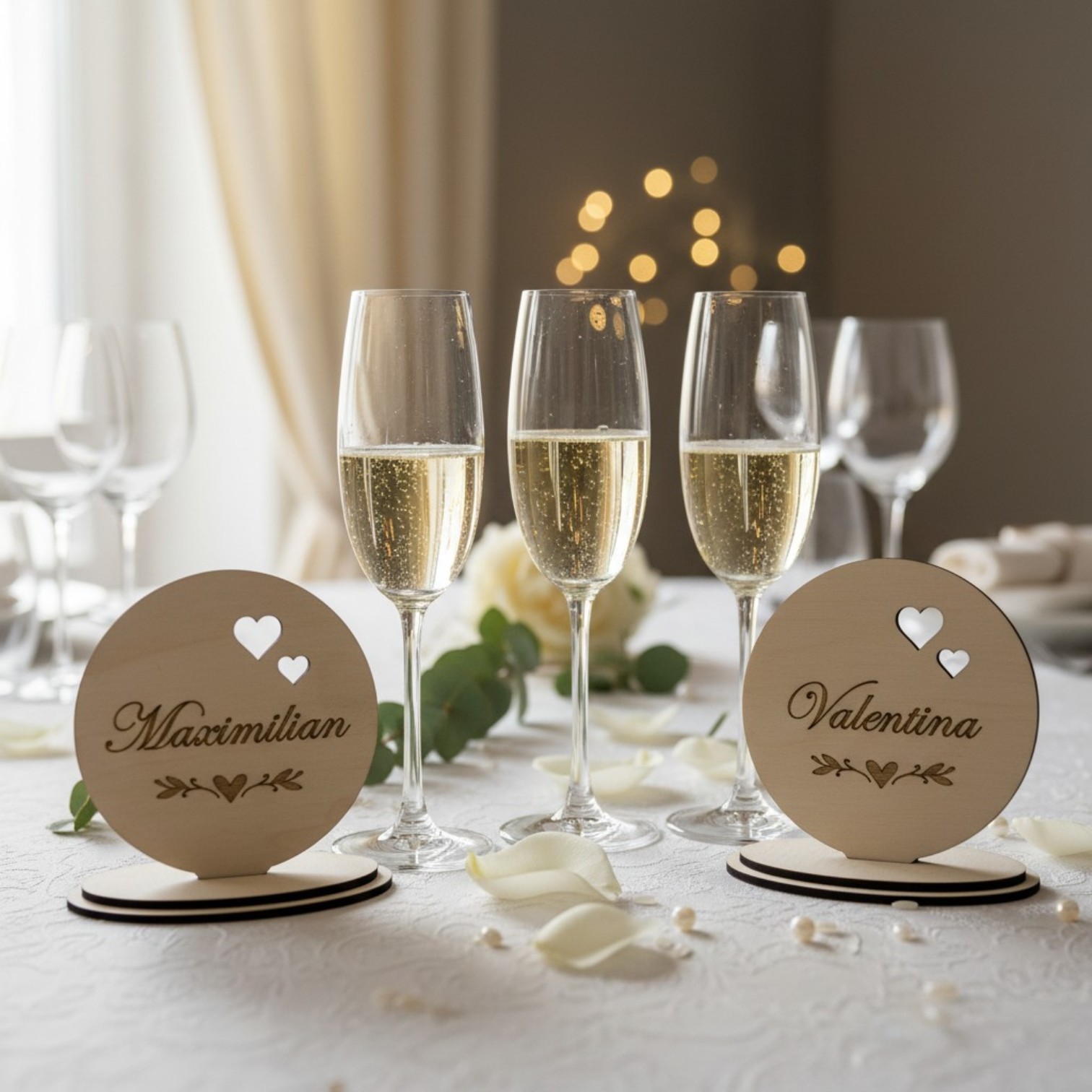 Platzkarten aus Holz – personalisierte Tischkarten & Namensschilder für Hochzeit, Taufe, Konfirmation